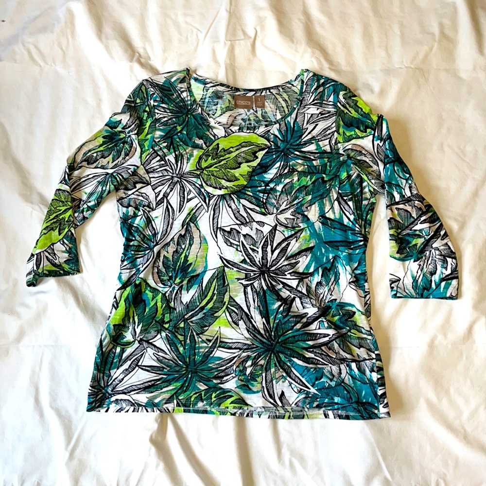 Chicos 1. Leaf print blouse